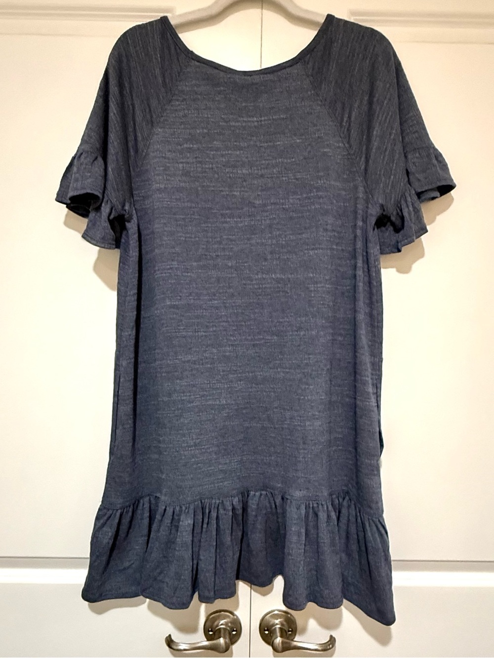Max Studio Blue/Gray Ruffle-Hem Mini Dress - Picture 3 of 4
